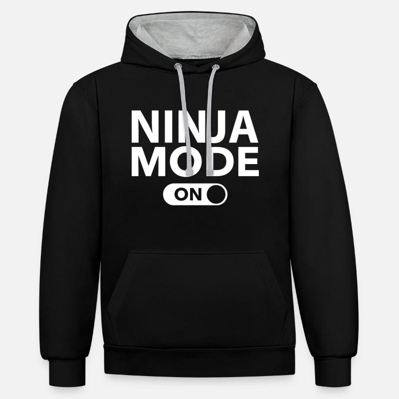 Mode Ninja activé - Sweat à capuche contrasté - noir/gris chiné