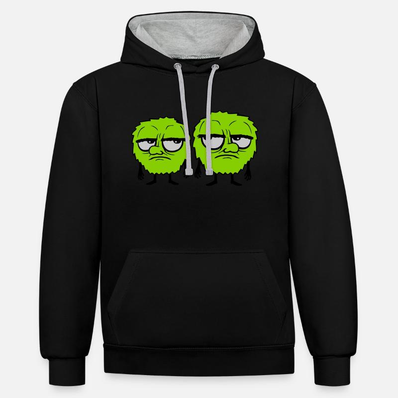 2 monstres roulent des yeux - Sweat à capuche contrasté - noir/gris chiné