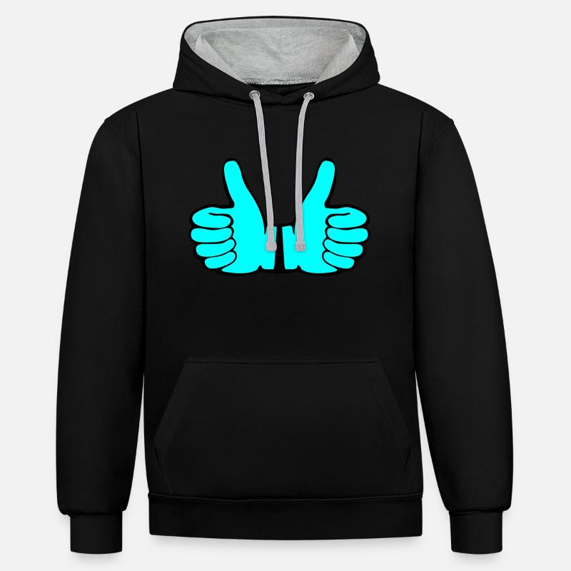 Comme des mains - Sweat à capuche contrasté - noir/gris chiné