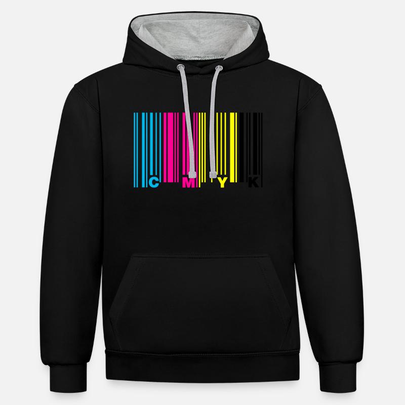 cmyk barcode - Sweat à capuche contrasté - noir/gris chiné