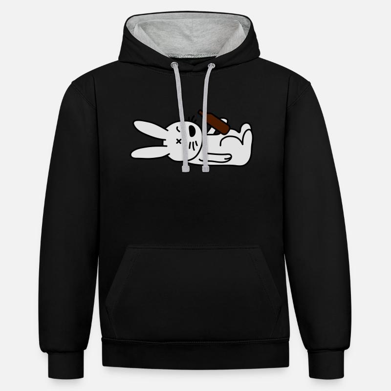 drunken_bunny - Sweat à capuche contrasté - noir/gris chiné