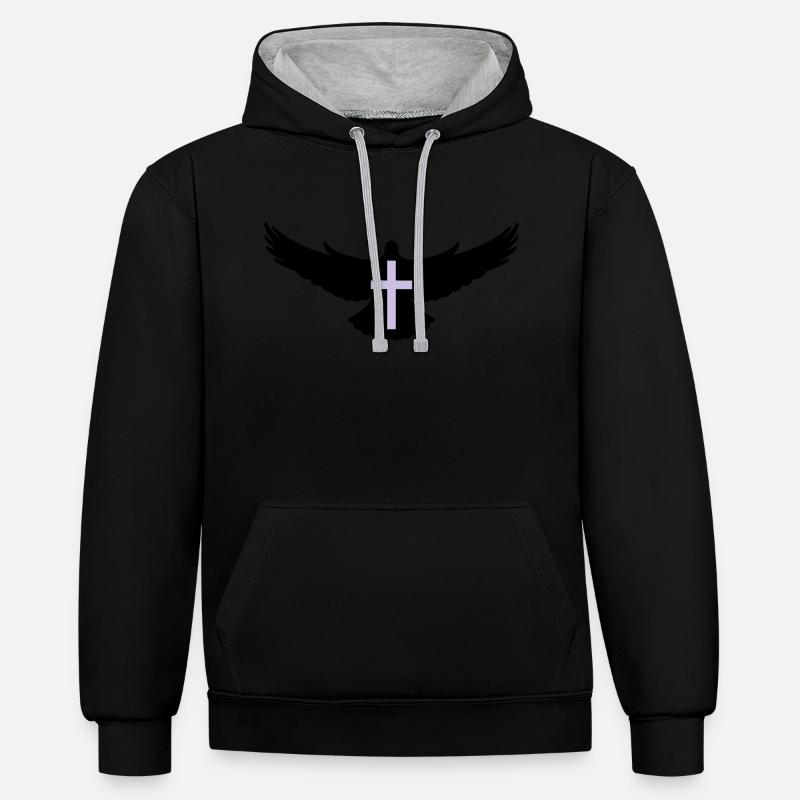 taube_heiliger_geist2 - Sweat à capuche contrasté - noir/gris chiné