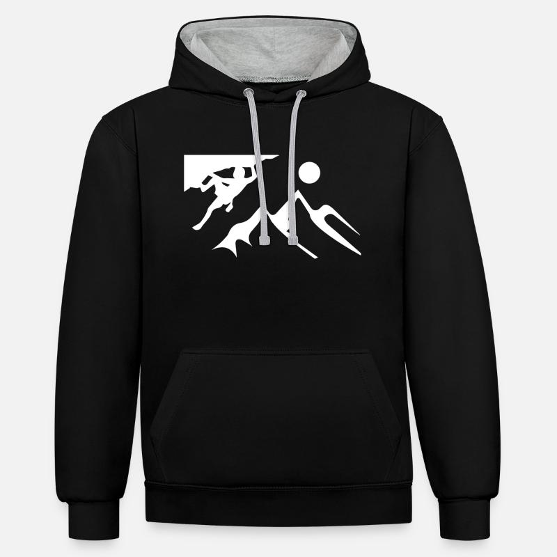 Escalade de bloc - Sweat à capuche contrasté - noir/gris chiné