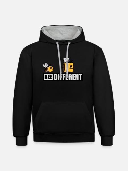 bee different saying quote - Contrast hoodie - black/heather grey