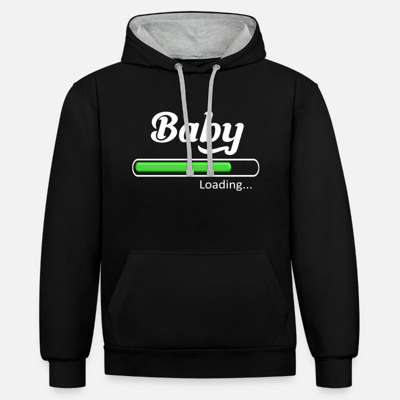 Baby loading. - Sweat à capuche contrasté - noir/gris chiné