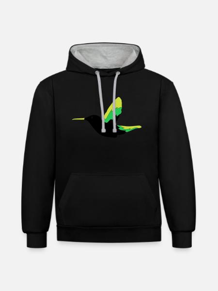 Hummingbird Bird - Contrast hoodie - black/heather grey
