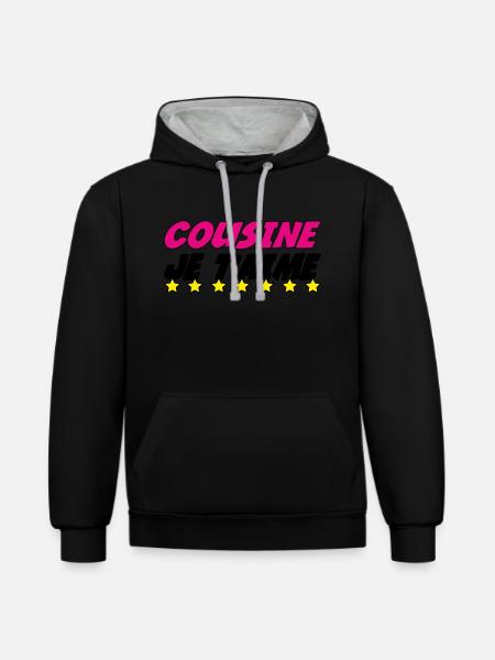 COUSINE JE t'aime - Sweat à capuche contrasté - noir/gris chiné