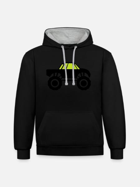 monster truck - Kontrast-Hoodie - Schwarz/Grau meliert