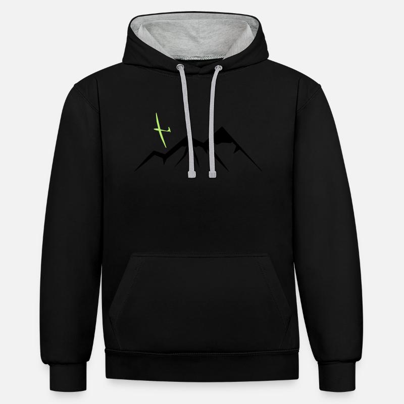 Mountain Soaring - Kontrast-Hoodie - Schwarz/Grau meliert