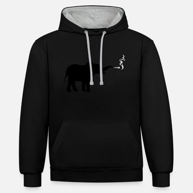 Fumer l’herbe à joint d’éléphant - Sweat à capuche contrasté - noir/gris chiné