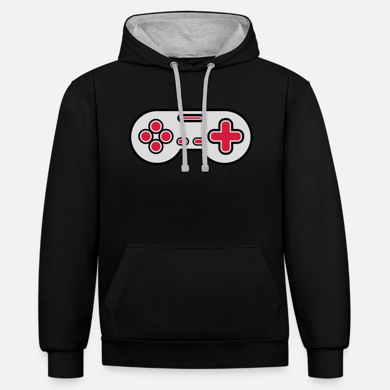 Alter Controller Retro Gamer - Kontrast-Hoodie - Schwarz/Grau meliert