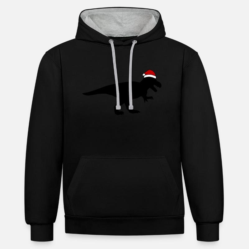 T-Rex Père Noël - Sweat à capuche contrasté - noir/gris chiné