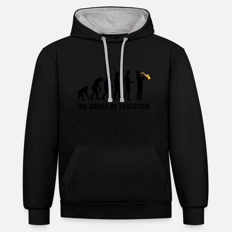 evolution_saxophon_b_2c - Sweat à capuche contrasté - noir/gris chiné