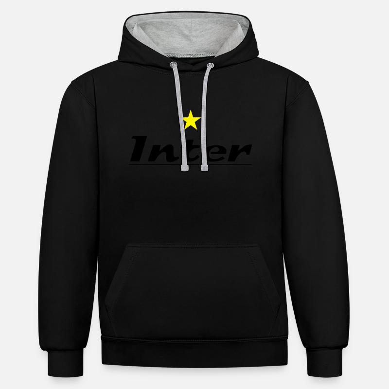 inter_02 - Sweat à capuche contrasté - noir/gris chiné