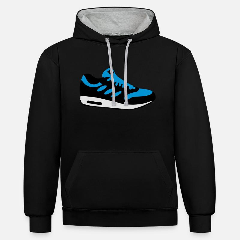 schuh__f3 - Sweat à capuche contrasté - noir/gris chiné
