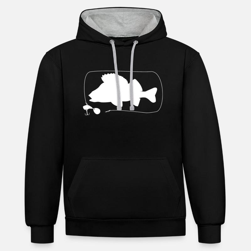 Perchoir avec jig spinner - Sweat à capuche contrasté - noir/gris chiné