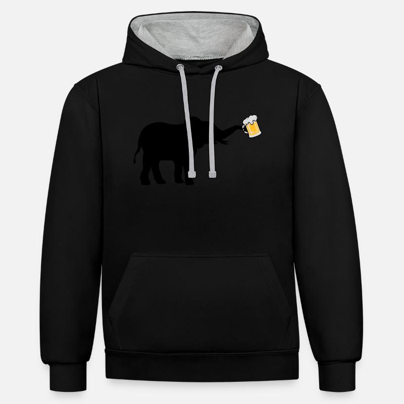 Bier Krug Elefant cool - Kontrast-Hoodie - Schwarz/Grau meliert
