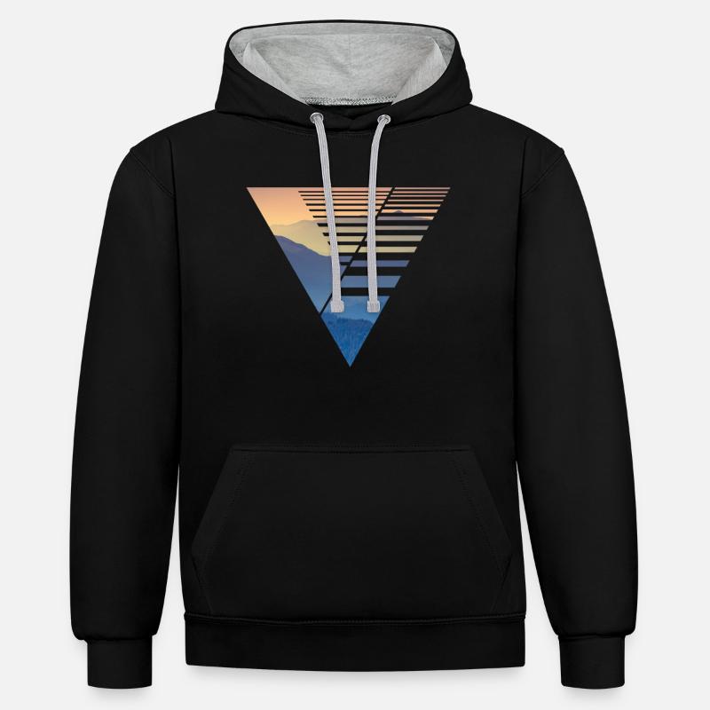 Vector Design Triangle - Kontrast-Hoodie - Schwarz/Grau meliert