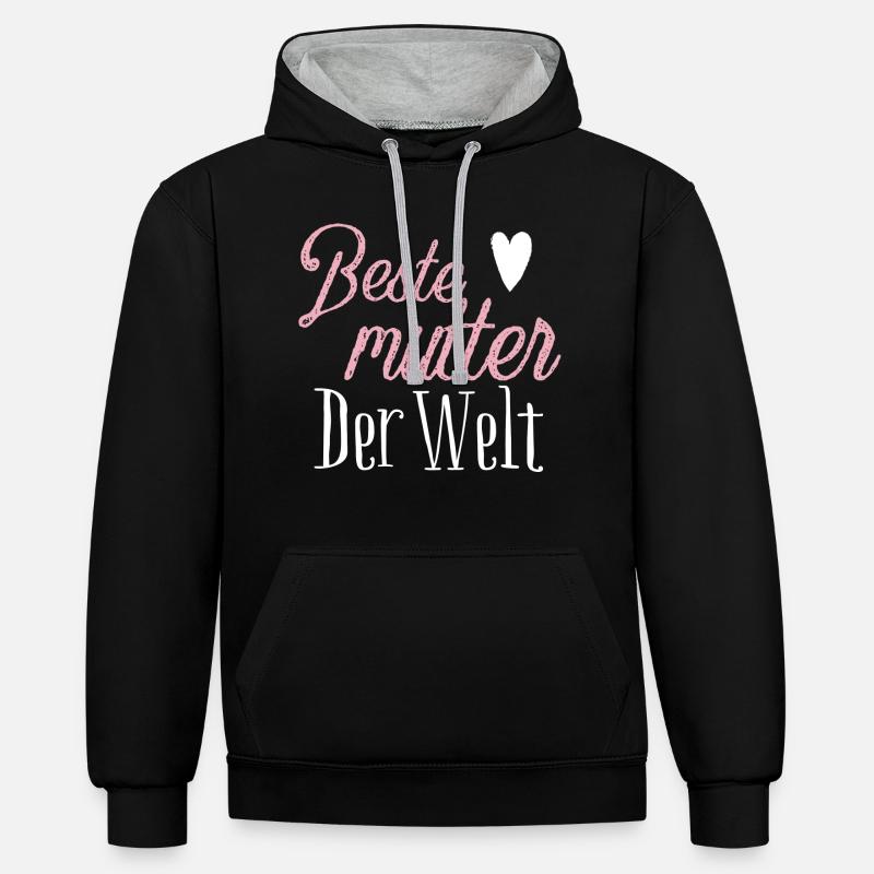 Beste Mutter der welt - Kontrast-Hoodie - Schwarz/Grau meliert