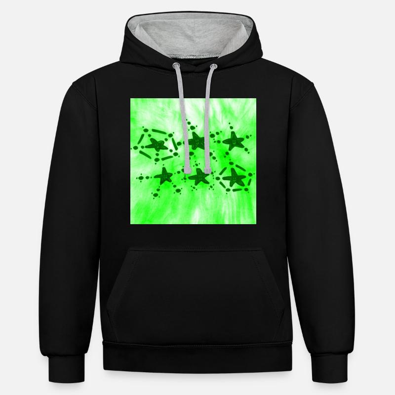 6 ÉTOILES VERT SOURIANT - Sweat à capuche contrasté - noir/gris chiné
