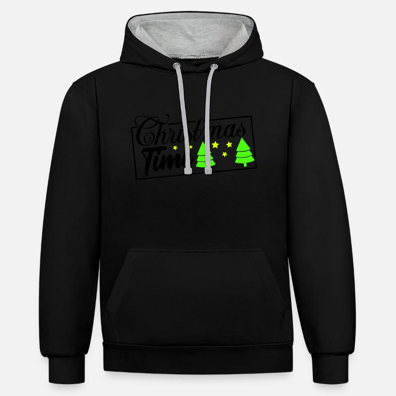 Période de Noël - Sweat à capuche contrasté - noir/gris chiné