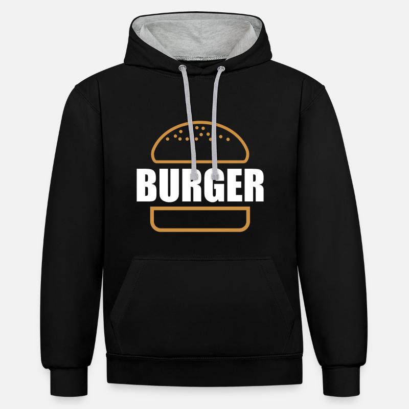 Hamburger hamburger restauration rapide - Sweat à capuche contrasté - noir/gris chiné