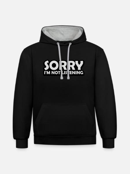 désolé de ne pas écouter - Sweat à capuche contrasté - noir/gris chiné