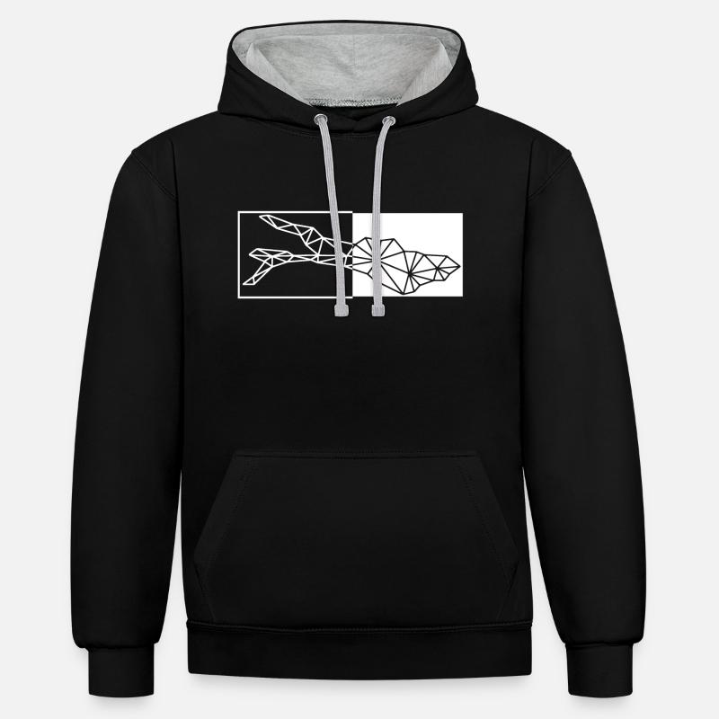 Bodensee | Polygon | Weiss - Kontrast-Hoodie - Schwarz/Grau meliert