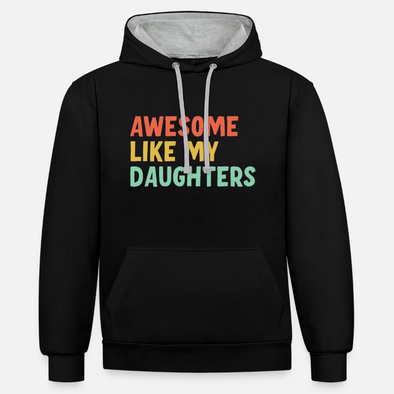 Super comme mes filles - Sweat à capuche contrasté - noir/gris chiné