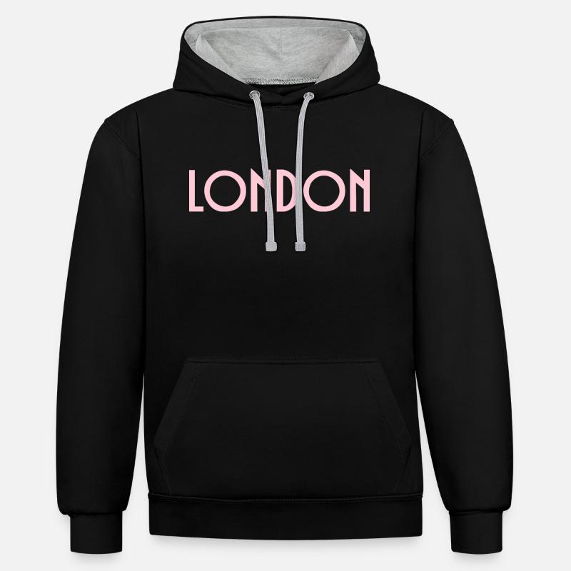 Londres - Sweat à capuche contrasté - noir/gris chiné