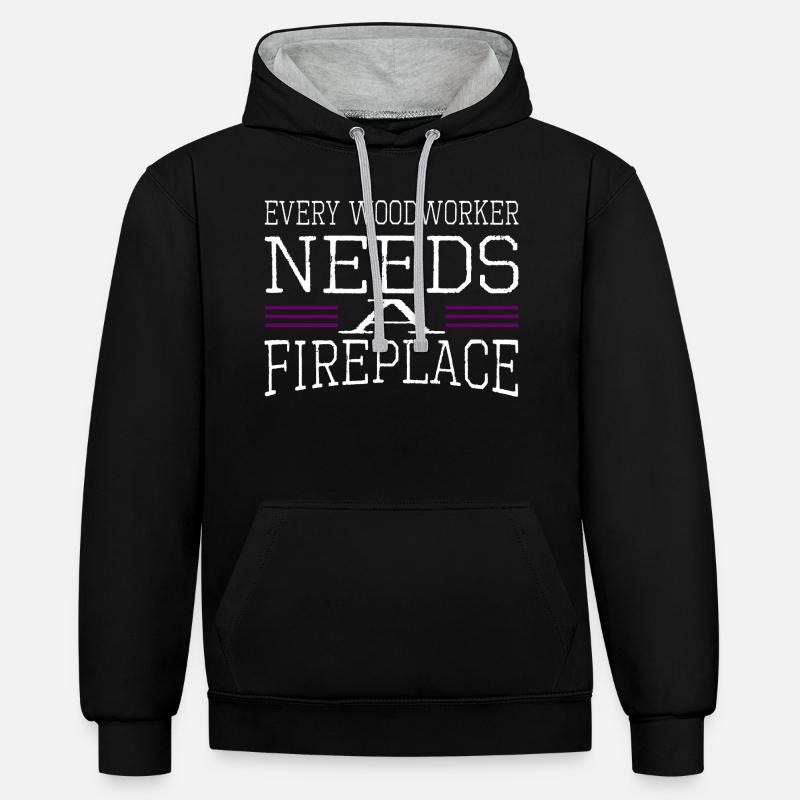 tronçonneuse menuisier bûcheron - Sweat à capuche contrasté - noir/gris chiné