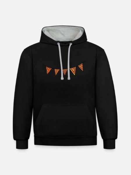 Pennant chain three-colour - Contrast hoodie - black/heather grey