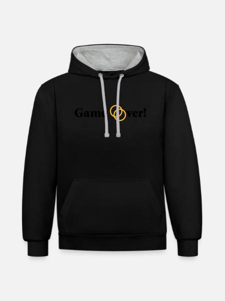 Game over Junggesellenabschied - Kontrast-Hoodie - Schwarz/Grau meliert