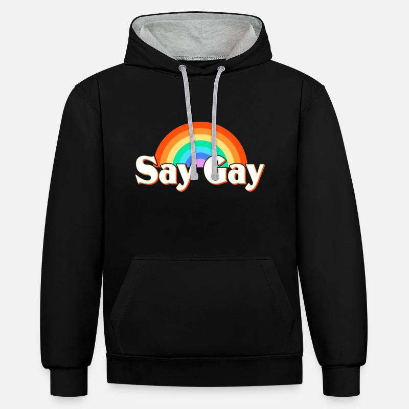 LGBT Say Gay - Sweat à capuche contrasté - noir/gris chiné