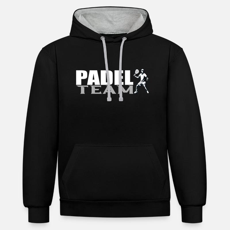 Équipe de padel - Sweat à capuche contrasté - noir/gris chiné