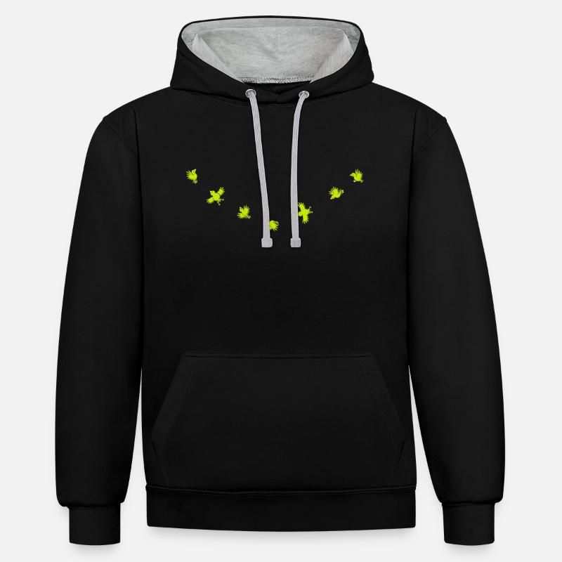 Birdies - Kontrast-Hoodie - Schwarz/Grau meliert