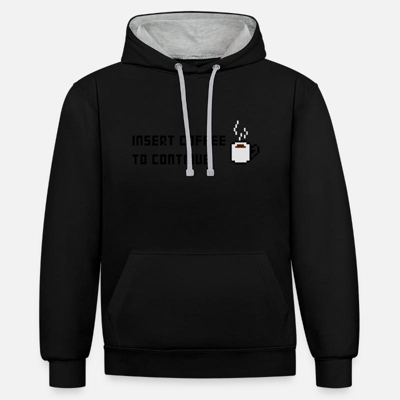 Insérez café pour continuer - Sweat à capuche contrasté - noir/gris chiné