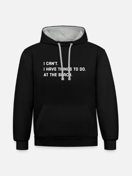 Beach quote - Contrast hoodie - black/heather grey