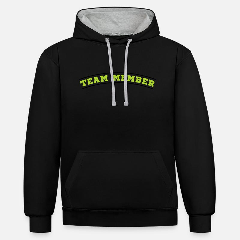 Équipier - Sweat à capuche contrasté - noir/gris chiné