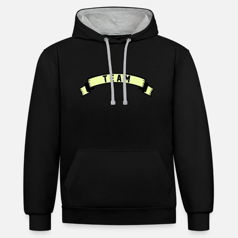 équipe - Sweat à capuche contrasté - noir/gris chiné