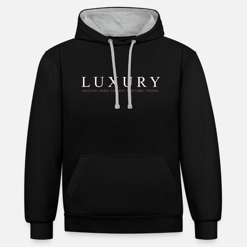 LUXE DIRECT - Sweat à capuche contrasté - noir/gris chiné