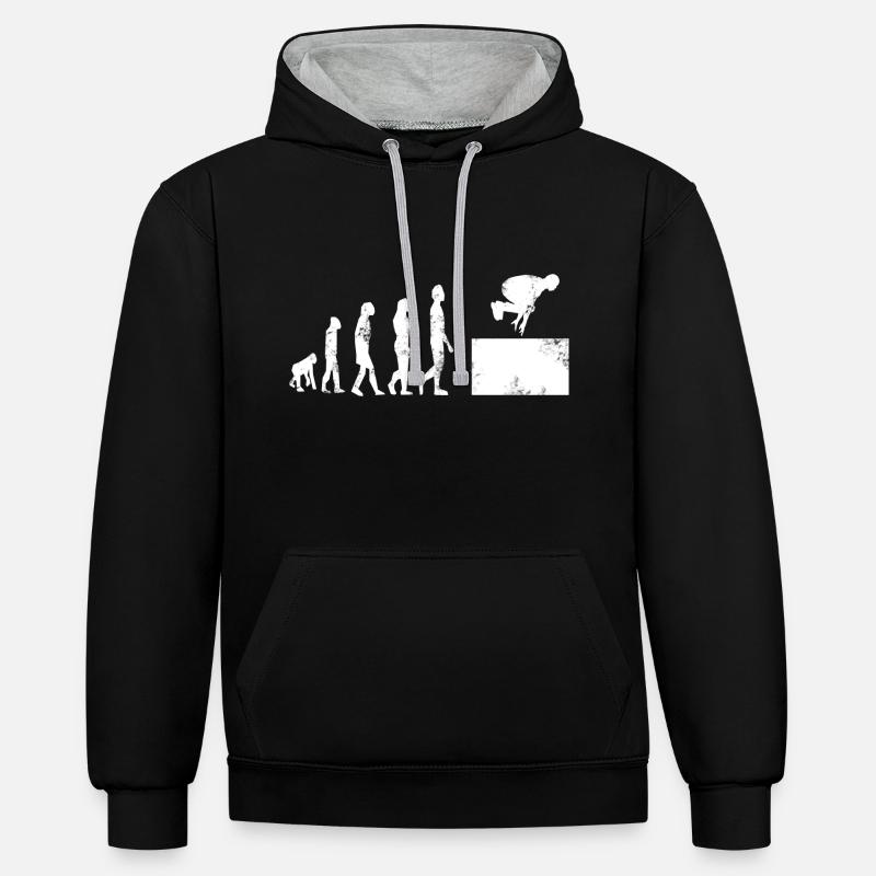 Cat Pass Parkour Evolution - Kontrast-Hoodie - Schwarz/Grau meliert