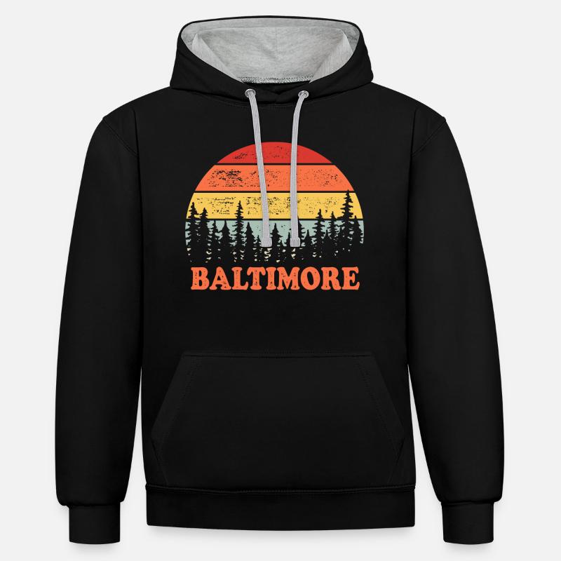 Baltimore - Sweat à capuche contrasté - noir/gris chiné