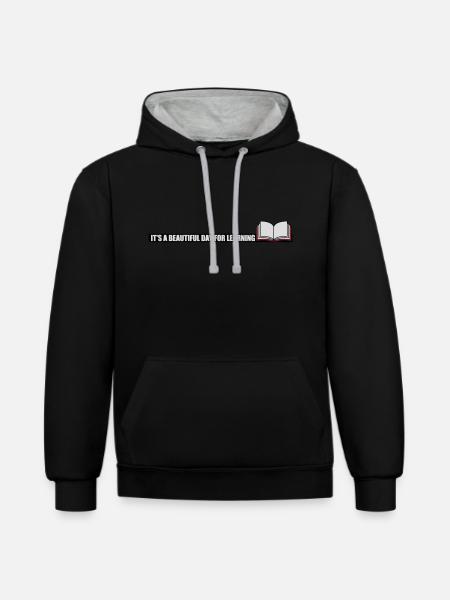 beautiful day for learning - Contrast hoodie - black/heather grey