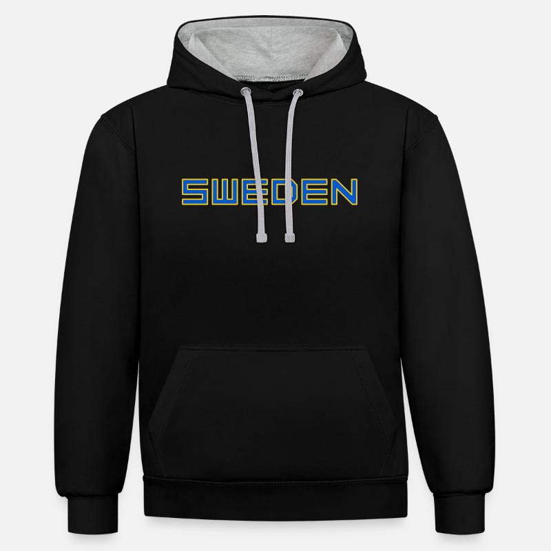 Suède - Sweat à capuche contrasté - noir/gris chiné