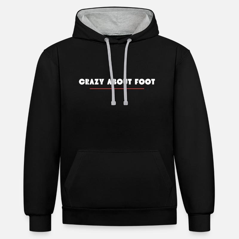 "CRAZY ABOUT FOOT" TEE-SHIRT - Sweat à capuche contrasté - noir/gris chiné