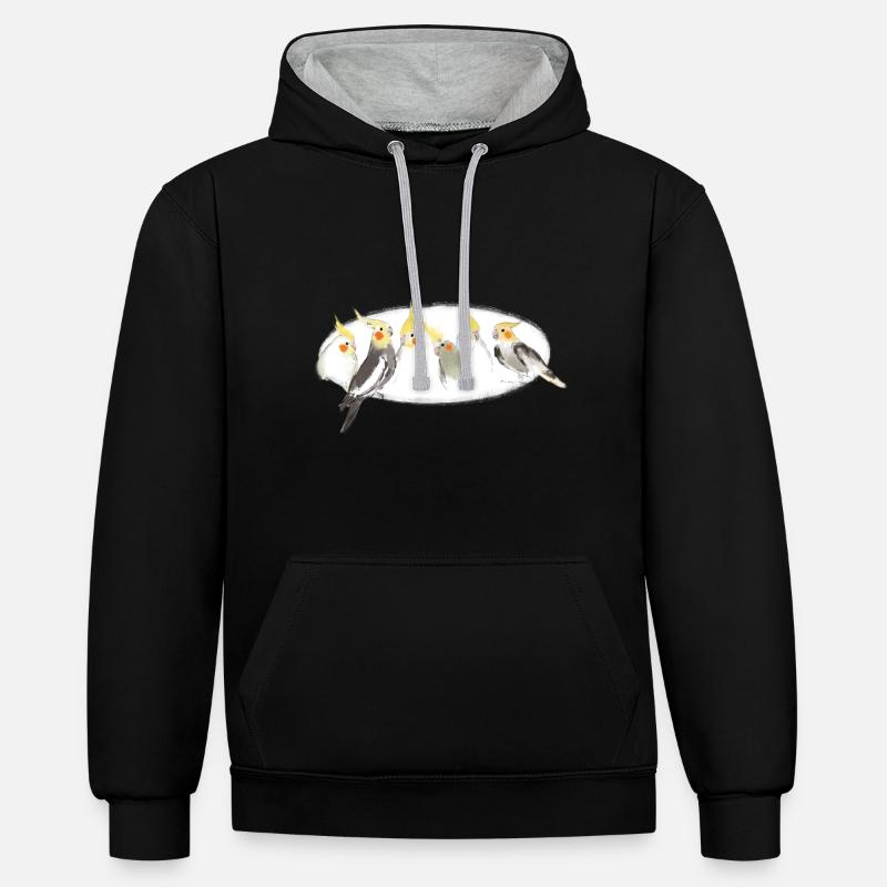 Calopsittes - Sweat à capuche contrasté - noir/gris chiné