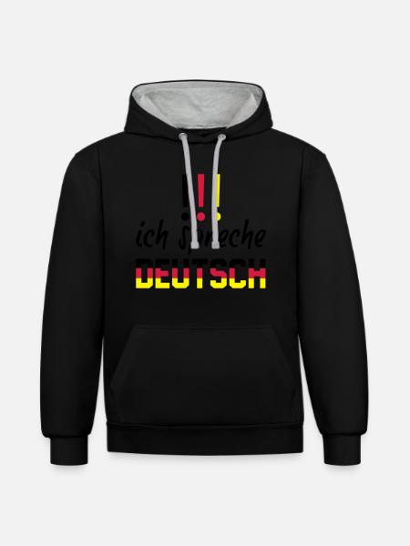 ich_spreche_deutsch - Contrast hoodie - black/heather grey