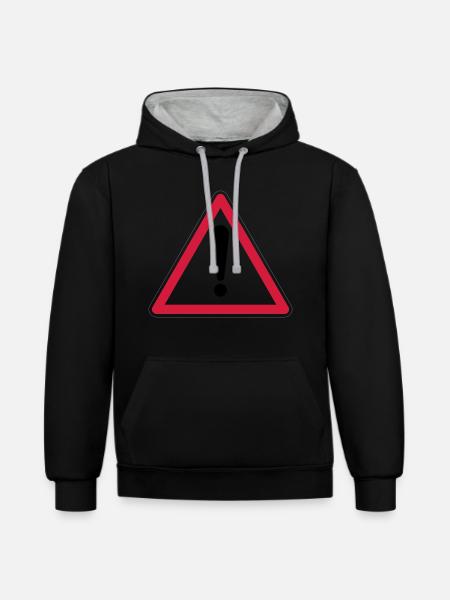 Warning! - Contrast hoodie - black/heather grey
