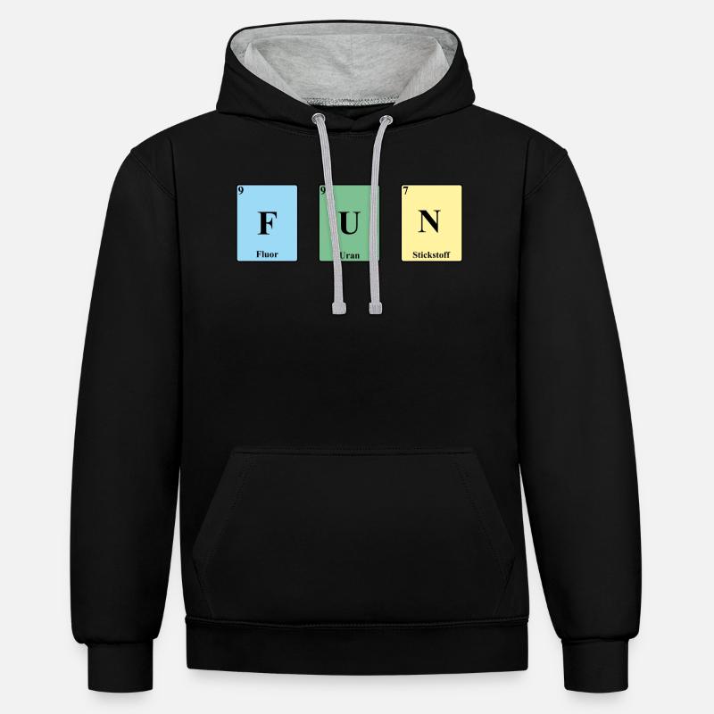 Fun Periodensystem Elemente PSE - Kontrast-Hoodie - Schwarz/Grau meliert